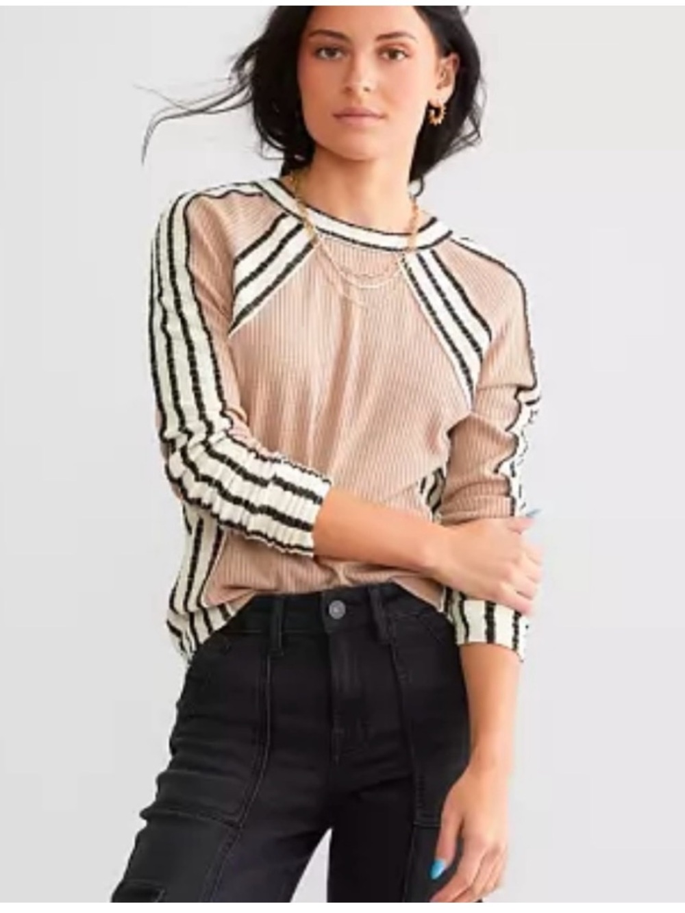 Gilded Intent The Buckle Waffle Knit Sweater Size Small